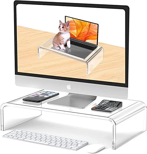 【送料無料】hengshao モニター台 モニタースタンド アクリル ディスプレイ台 パソコンスタンド PCスタ..