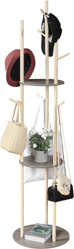 【送料無料】GIBLEA コートハンガー ポールハンガー コートラック 木製 丈夫 ユーティリティラック かばんかけ おしゃれ 大容量収納ラック 省スペース 倒...