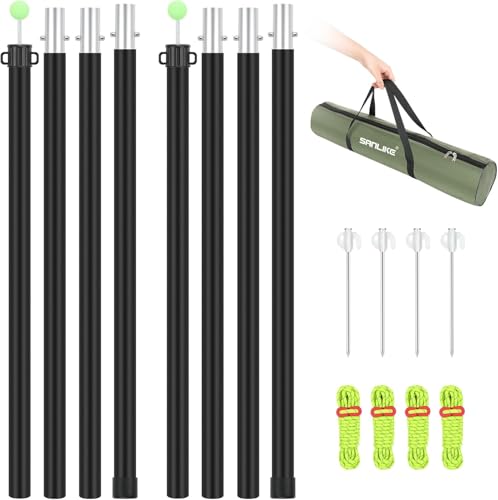 【送料無料】SANLIKE アルミ製テントポール 外径28mm 4節連結 2本セット プッシュボタン式 高さ調節可..