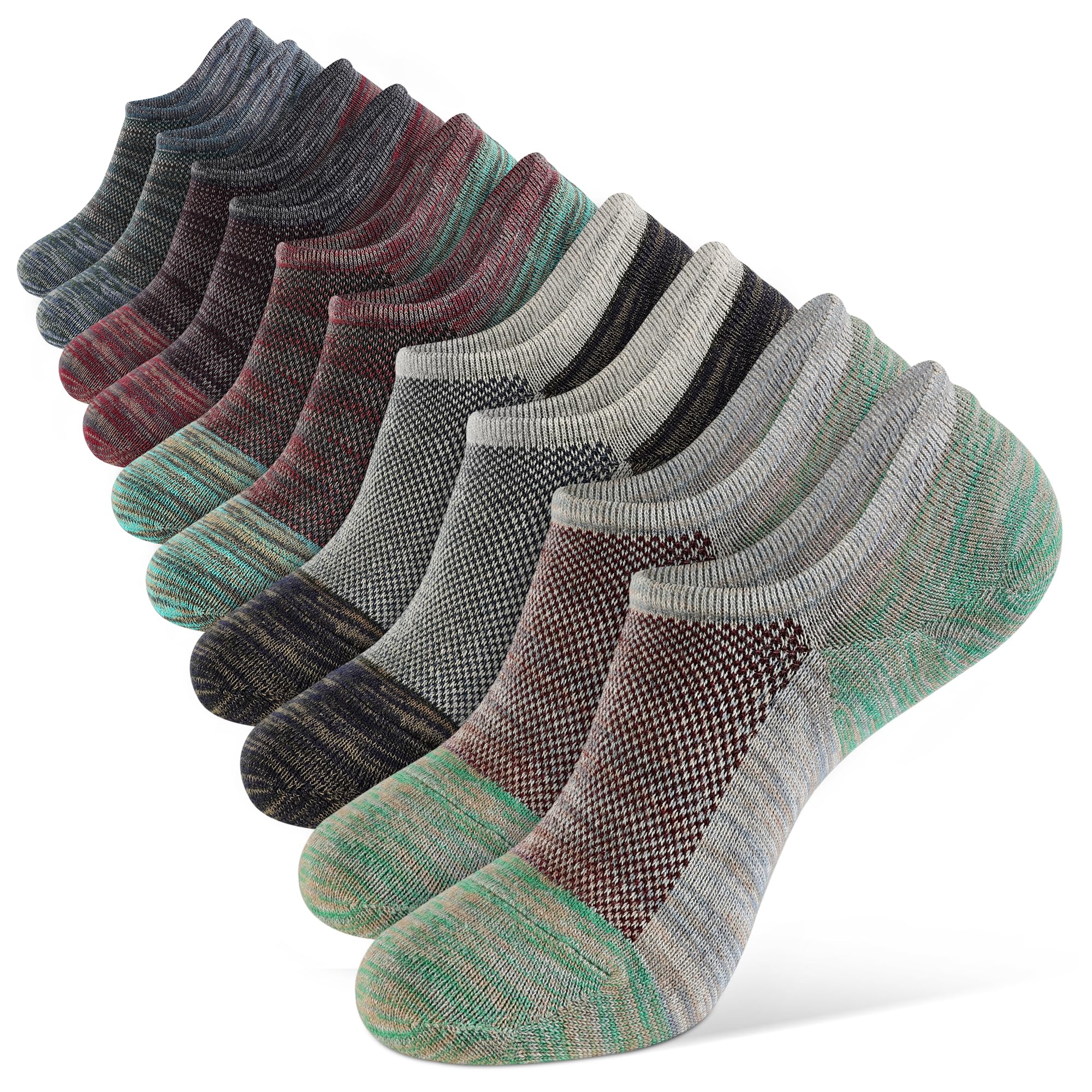 【送料無料】[CLOSEMATE] 靴下 メンズ ソックス フットカバー 脱げない アンクルソックス 防臭吸汗 通気性良く スニーカーソックス 蒸れない 綿 くるぶし靴下 5/10足組 破れにくい 色：マルチカラーB、サイズ：M