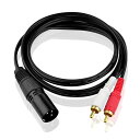 【送料無料】rca xlr ケーブル, XLRキャノン オス - rca, yスプリッタケーブル, 1xlrオス - 2rcaオスステレオプラグアダプタケーブル (1.5m) (2rca-xlr オス)