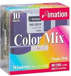 【送料無料】MF2HDCLW10PS DOS/Vネオンカラーミックス10枚
