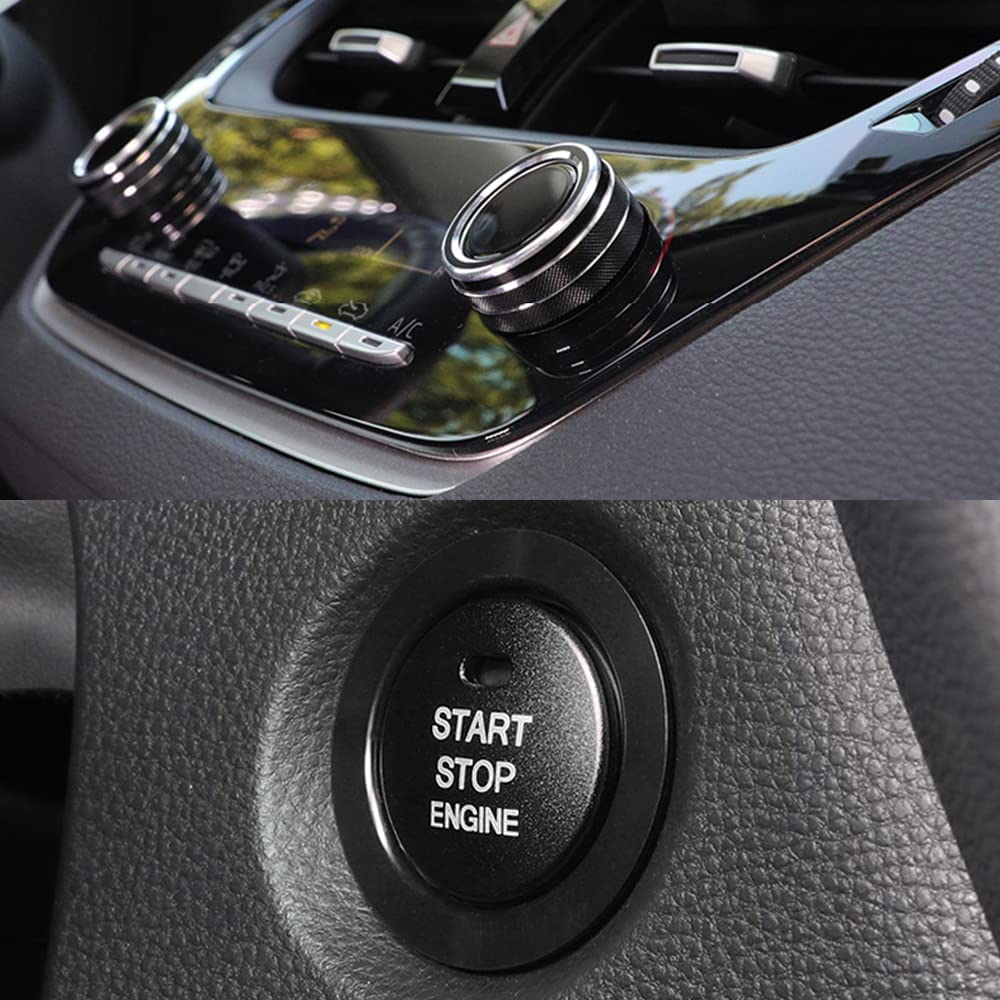 【送料無料】Komie トヨタ 新型カローラ 210系(2018年6月~現行) カローラクロス 10系(2021年9月~現行) エアコンダイヤルカバー エンジンスタート スターターリング アルミカバー 4pcs 色：ブラック