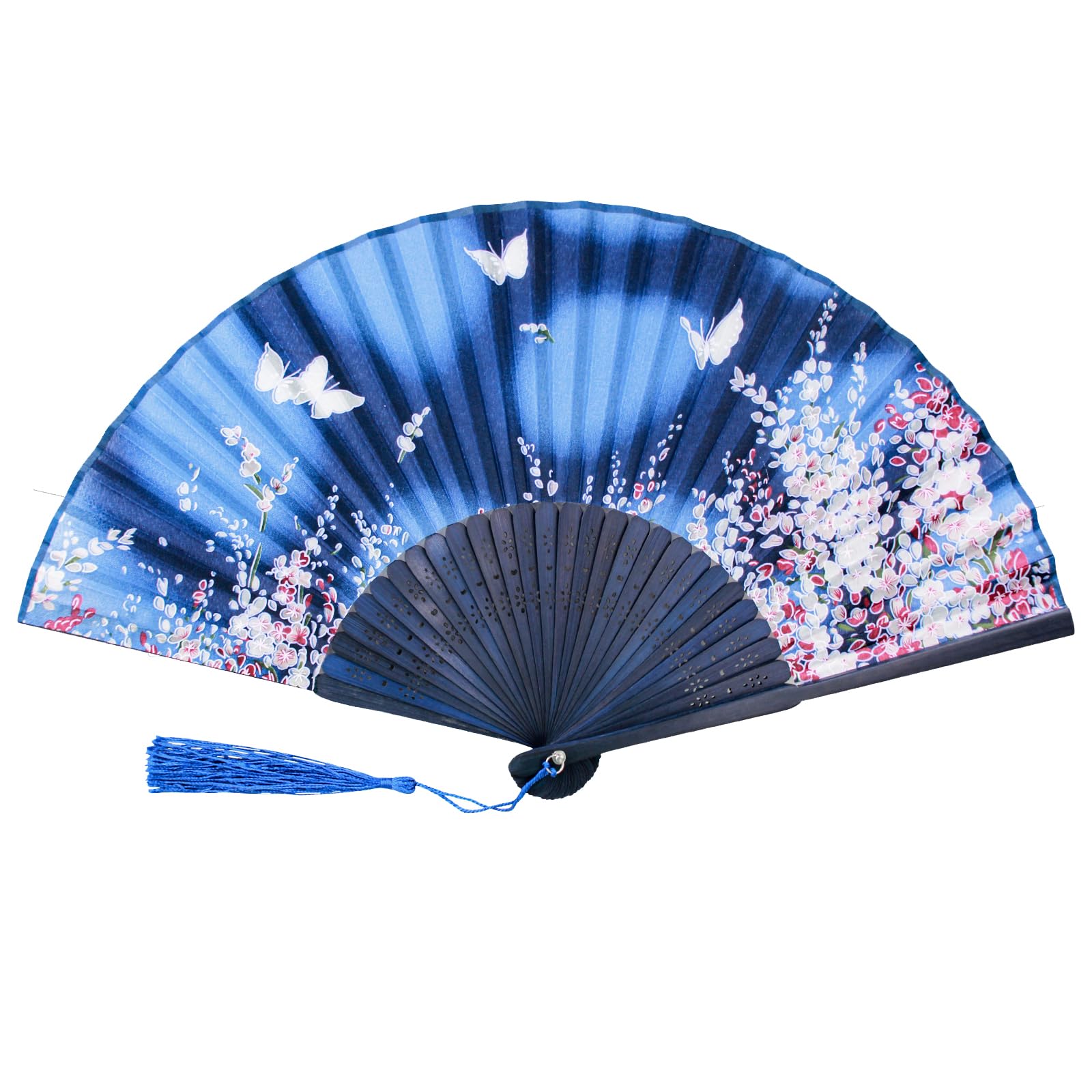 【送料無料】[boshiho] 扇子 メンズ レディース おしゃれ 和風 竹製 シルク 正絹 綺麗 花柄 蝶々 桜柄 ..