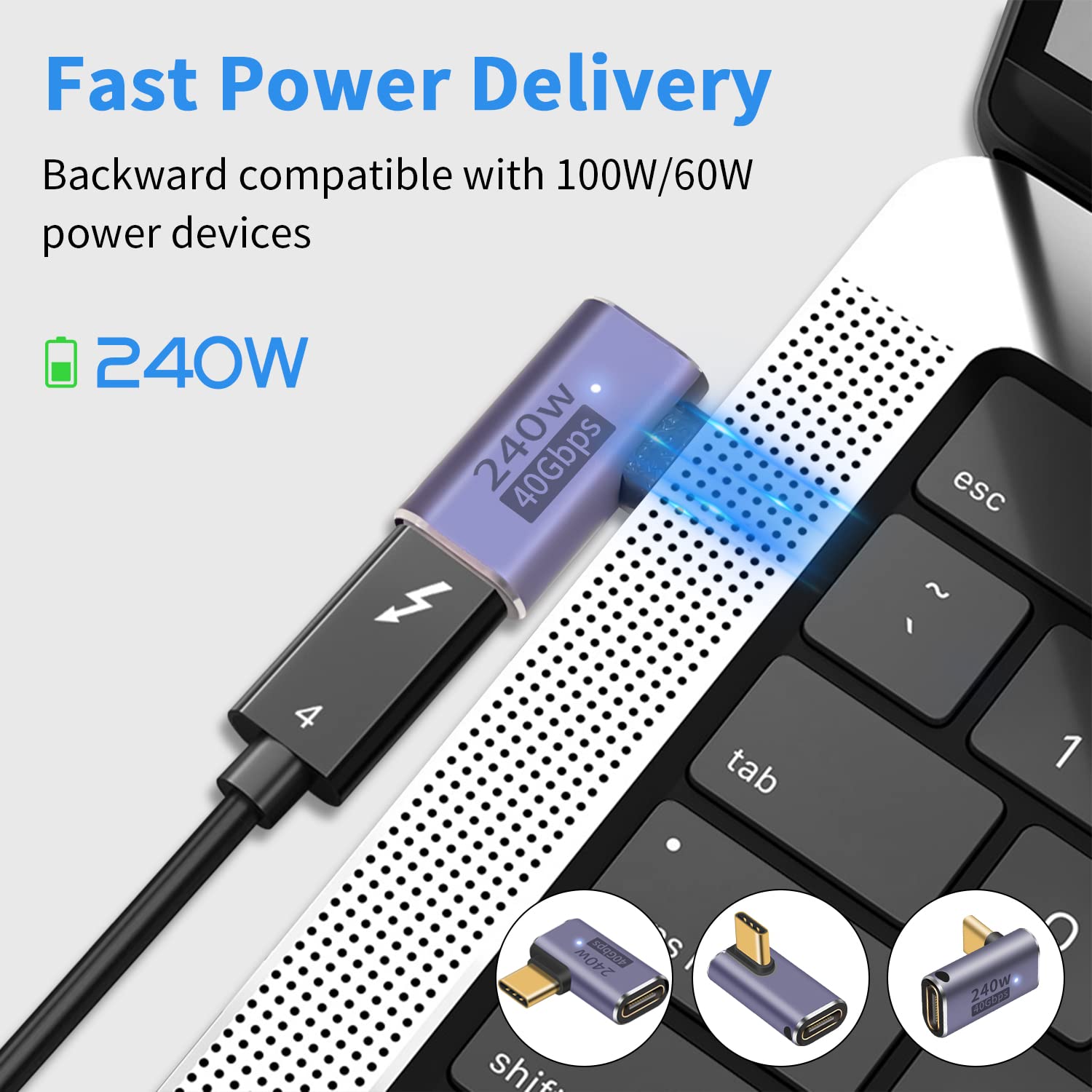 【送料無料】Duttek L字型 USB C変換アダプター240W、USB C L字オスメスアダプター...
