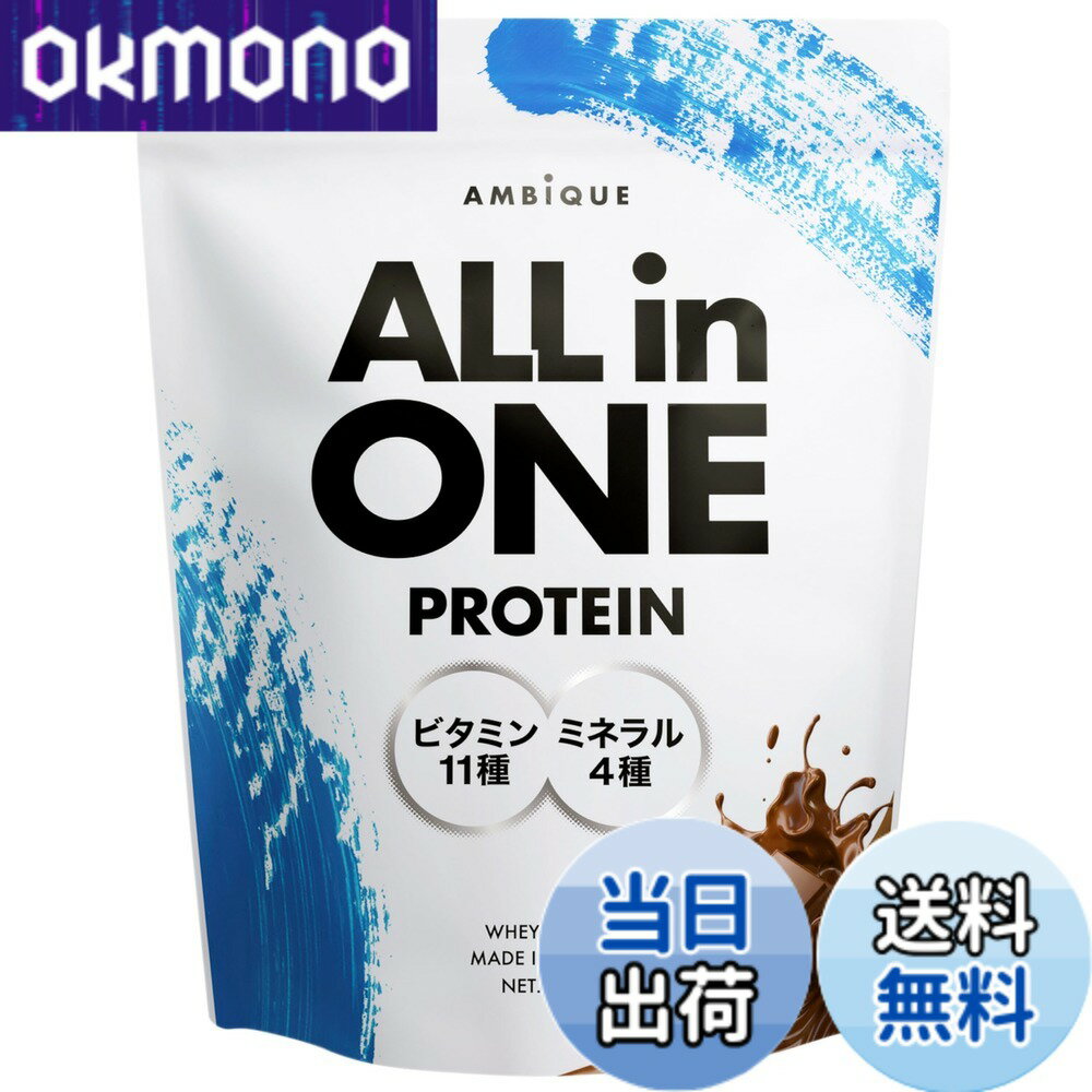 【送料無料】アンビーク オールインワン プロテイン ホエイ チョコレート風味 ビタミン11種配合 ミネラル4種配合 国産 1kg (1kgx1個, チョコレート)