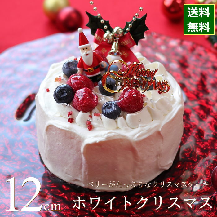 クリスマスケーキ 予約 2022 ホワイトクリスマス 12cm（4号 サイズ） （目安：2人、3人、4人分） クリスマス ケーキ お取り寄せ 木苺 いちご ブルーベリー ベリーベリーベリー 飾り キャラクター かわいい おしゃれ 送料無料 カトルフィユ 広島