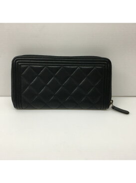 CHANEL/ボーイシャネル/キルティング/ラウンドジップ長財布【中古】