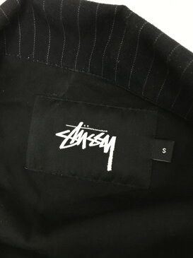 STUSSY　ストライプコットンコーチジャケット 黒 (S)【中古】