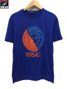 VERSACE Tシャツ ロゴ 青 M【中古】