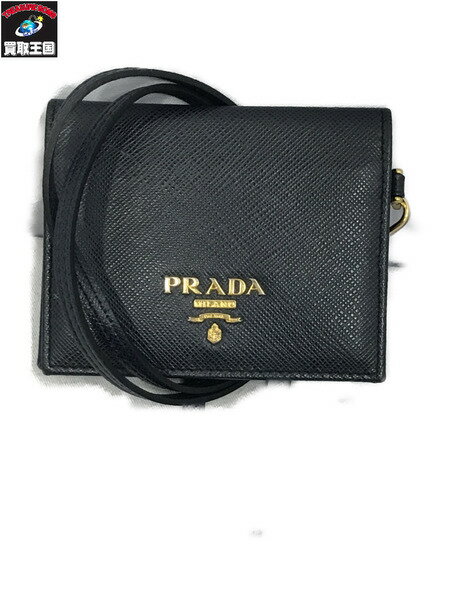 PRADA サフィアーノ パスケース 紺【中古】