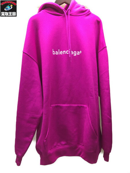 BALENCIAGA 20AW MEDIUM FIT HOODIE コピーライトロゴ ミディアムフィット プルオーバーパーカー M ピンク 578135【中古】[▼]