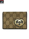 GUCCI/GG/カードケース/ラブリー/キャンバス/イタリア製/茶ベージュ【中古】