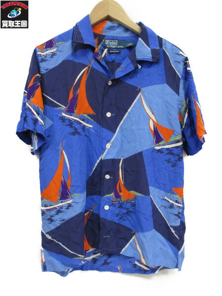 POLO RALPH LAUREN ヨット柄アロハシャツ/S/ブルー系【中古】