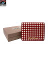 Miu Miu/MADRAS VICHY 二つ折り財布/ROSSO BIANCO/赤/5MV204【中古】