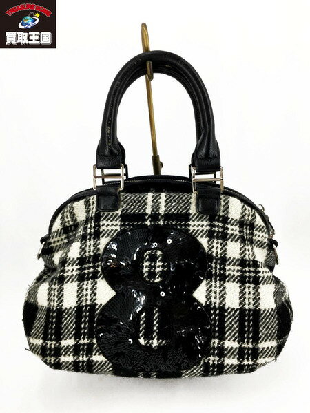 muta × HARRIS TWEED 8 2WAYバッグ チェック 黒白【中古】[▼]