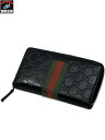 GUCCI シマ ラウンドファスナー長財布 408831 BLK 本体のみ グッチ GG柄 ロングウォレット ラウンドウォレット【中古】