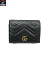 GUCCI GGマーモント コンパクトウォレット/黒/ブラック/グッチ/サイフ【中古】[▼]