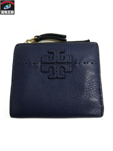 TORY BURCH/MCGRAW MINI FOLDABLE WALLET/45246 001/BLU【中古】