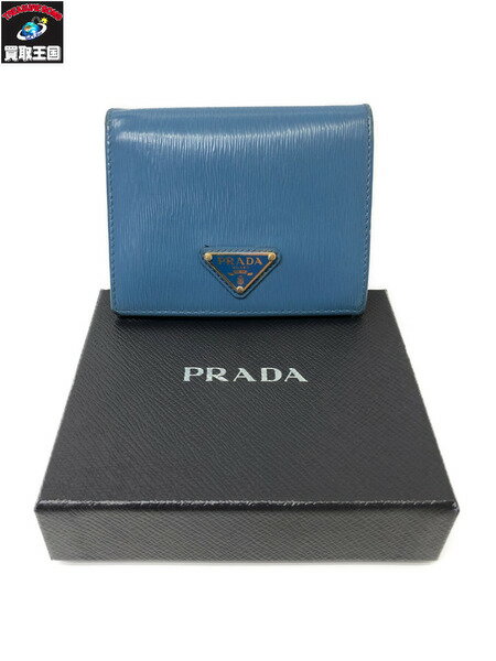 楽天買取王国　楽天市場店PRADA/コンパクトウォレット/青/二つ折り財布/プラダ【中古】