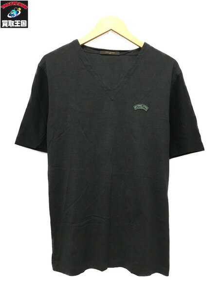 Louis Vuitton Vネック刺繍Tシャツ ブラック XXL H7Y10WJR4【中古】