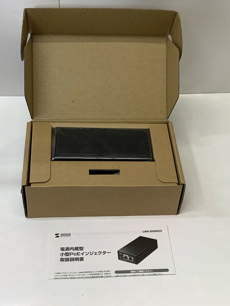 サンワサプライ 電源内蔵型小型 PoEインジェクター [1ポート /Giga対応] LAN-GIHINJ2 ブラック 未使用品 ＃1【中古】