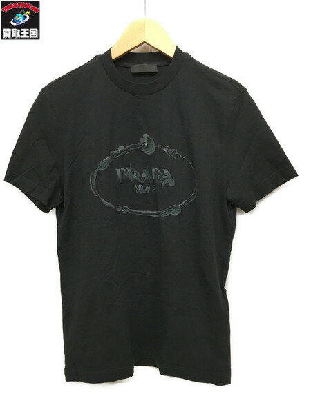 PRADA 刺繍ロゴ Tシャツ S ブラック【中古】