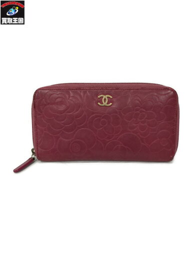CHANEL/カメリア モチーフ/長財布/エンボス/ラウンドファスナー/ピンク【中古】 CHANEL/カメリア モチーフ/長財布/エンボス/ラウンドファスナー/ピンク【中古】
