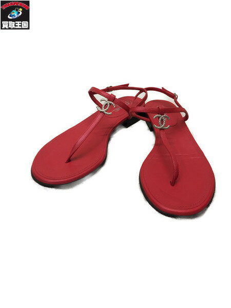 CHANEL/トングサンダル ココマーク/赤(36C)【中古】[▼]
