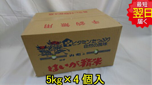 山形はえぬき 胚芽精米 無洗米　20kg（5kg×4）※北海道、沖縄は発送見合わせております。