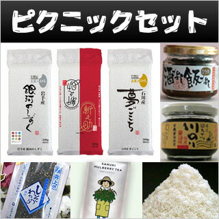 行楽シーズン アウトドア用のピクニックセットおにぎり食べ比べ(夢ごこち×3袋・銀河のしずく×3袋・新之助×3袋・天然の湖塩・しそわかめ・四万十ポーク・四万十のり・マルベリーティ)【送料無料】