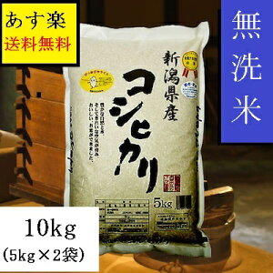 【あす楽】 【送料無料】 無洗米 令和元年産 【新潟県産 コシヒカリ】 10kg(10キロ) 5kgx2袋 新米 米 新潟こしひかり おいしいお米 米10kg お米10キロ もちもち 食感 大粒 甘い 安心 安全 新潟 お弁当 おにぎり 美味しい ギフト 贈り物 贈答 お中元