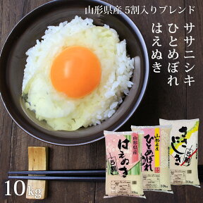 米 10kg 送料無料 令和5年産 銘柄米5割入り (はえぬき/ひとめぼれ/ササニシキ) 選べる精米方法 (無洗米/白米) 山形県産 ハイクラスブレンド米 ※一部地域は別途送料追加 お米 コメ こめ