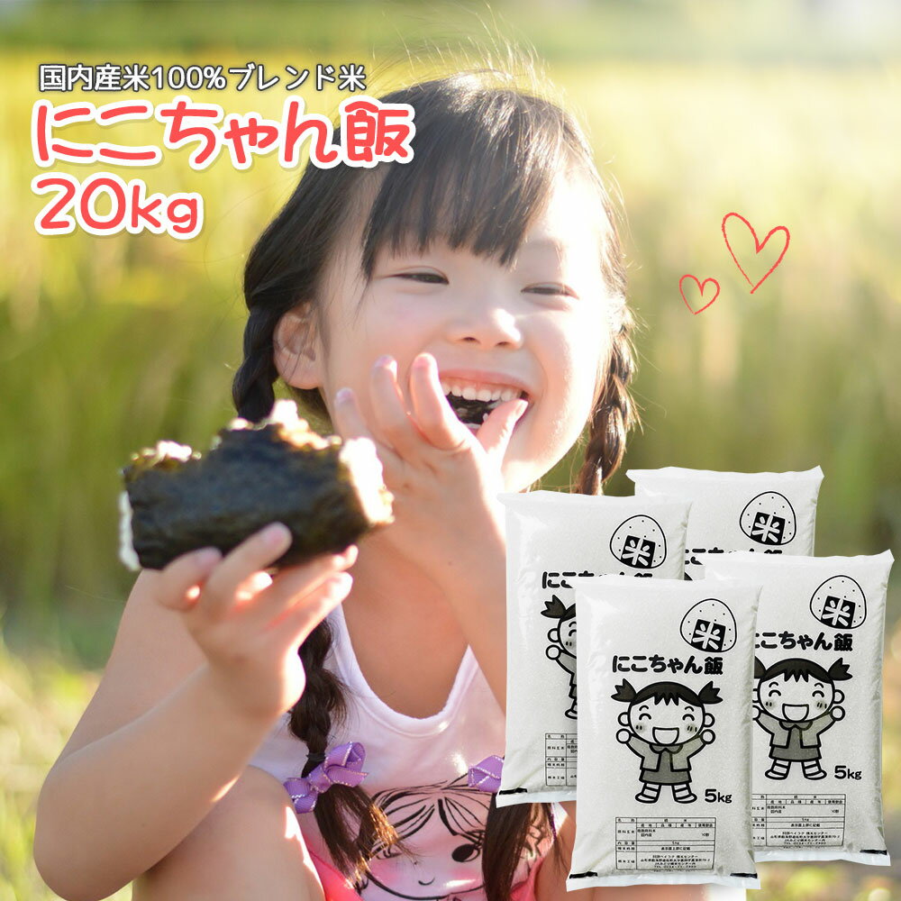 米 20kg 送料無料 にこちゃん飯【5kg×4袋】 国内産100%ブレンド 20キロ 【別途送料加算地域あり】