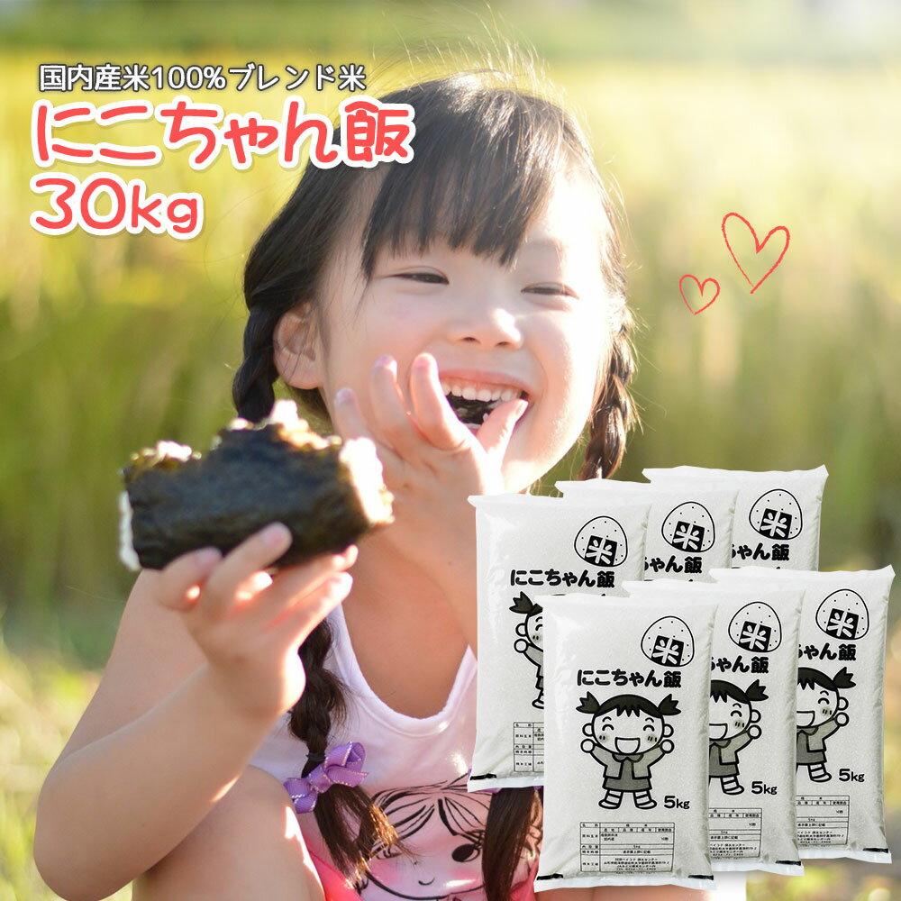 米 30kg 送料無料 にこちゃん飯【5kg×6袋】 国内産100%ブレンド 30キロ 【別途送料加算地域あり】