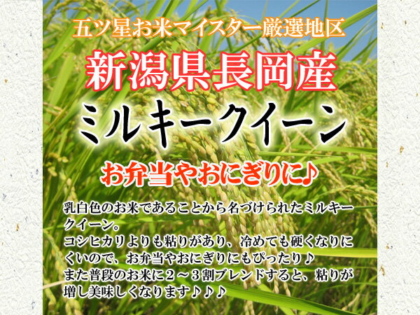 【新米予約！10/3発送開始予定】【送料無料（一部地域を除く）】“特別栽培米”新潟県長岡産ミルキークイーン　5kg×2袋　〔令和4年産〕　冷めてももっちり新形質米♪新潟から産地直送でお届けします♪購入特典付き♪【精米・玄米選択可】