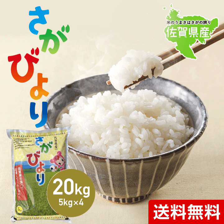 ポイント5倍！（令和元年産）　佐賀県産 さがびより5kg×4袋【20kg】（全国食味...