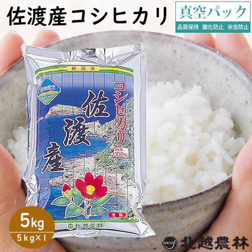 佐渡産コシヒカリ5kg(5kg×1袋) 真空パック 令和5年産米 5kg 送料無料 こしひかり 新潟 白米 精米 北越農林