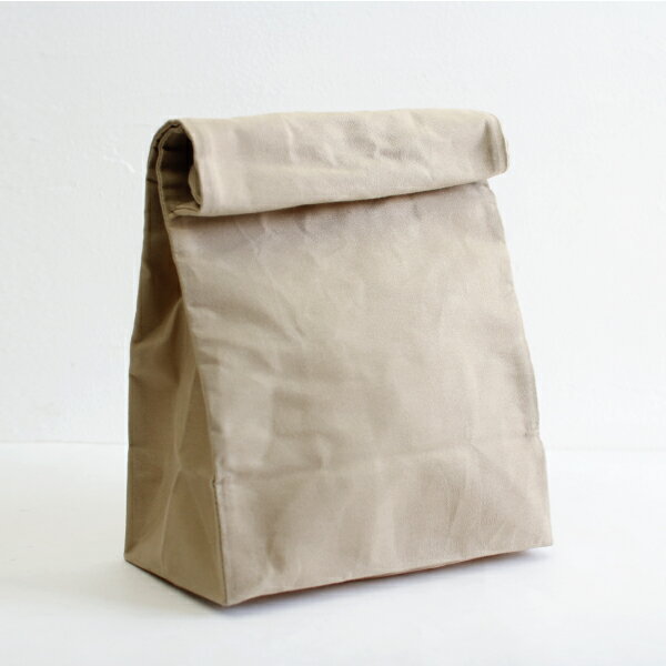 【マラソンポイント最大46倍】BROWN CANVAS BAG(L)　ナチュラル[ブラウンキャンバスバッグ パラフィン加工 ランチバッグ ダストボック..