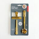 KIKKERLAND[キッカーランド]BRASS CLIP SET[ブラスクリップセット キッチンクリップ 3点セット 袋留め 山型 くちばし型 計量スプーンカフェクリップ 真鍮 ゴールド]☆