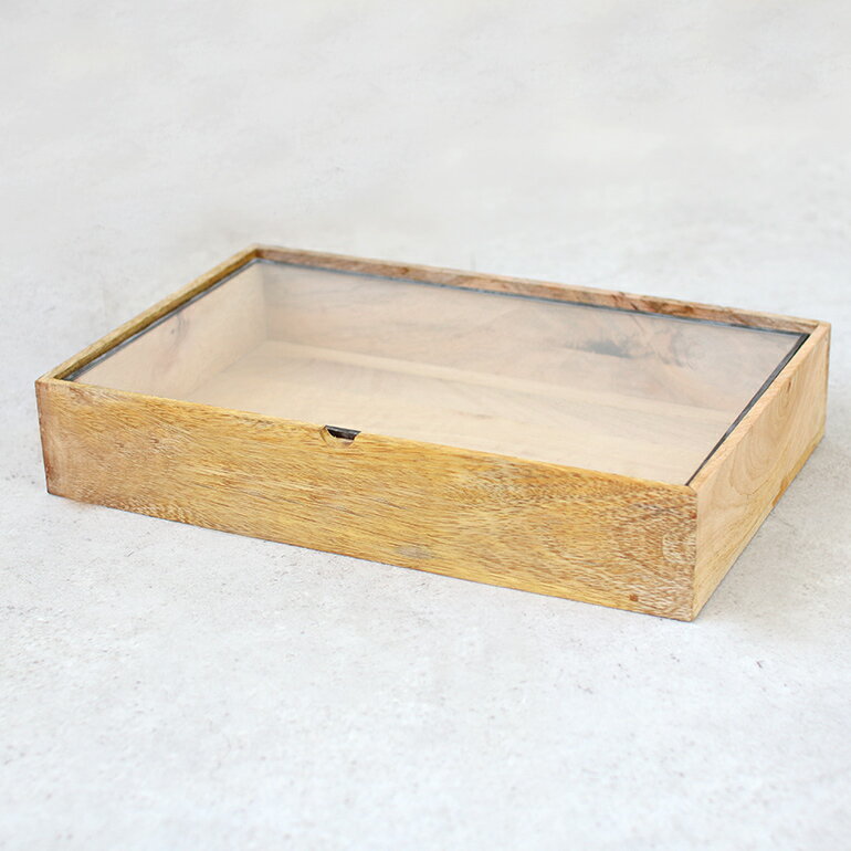 DETAILRectangle Wooden Box With Glass Lid“Large”☆