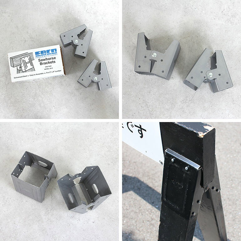 【お得な5のつく日★ポイント10倍】PACIFIC FURNITURE SERVICE[パシフィックファニチャーサービス]Ebco Saw Horse Brackets（Regular Duty）[ソーホースブラケット 台用脚 棚受 パーツ 2個組 135kg耐荷重 スチール DIY インテリア アメリカ エブコ]☆ okotico-10035652 CDC general store サンプル画像2
