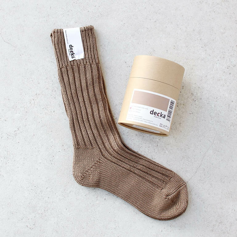 デカ 靴下 レディース 【ポイント最大46倍】decka quality socks[デカクォリティソックス]CASED HEAVY WEIGHT PLAIN SOCKS ベージュ[靴下 ソックス リブソックス ローゲージ プレーン ミドル丈 シンプル 無地 厚手 レディース メンズ 女性用 男性用 日本製]☆【母の日ギフト】