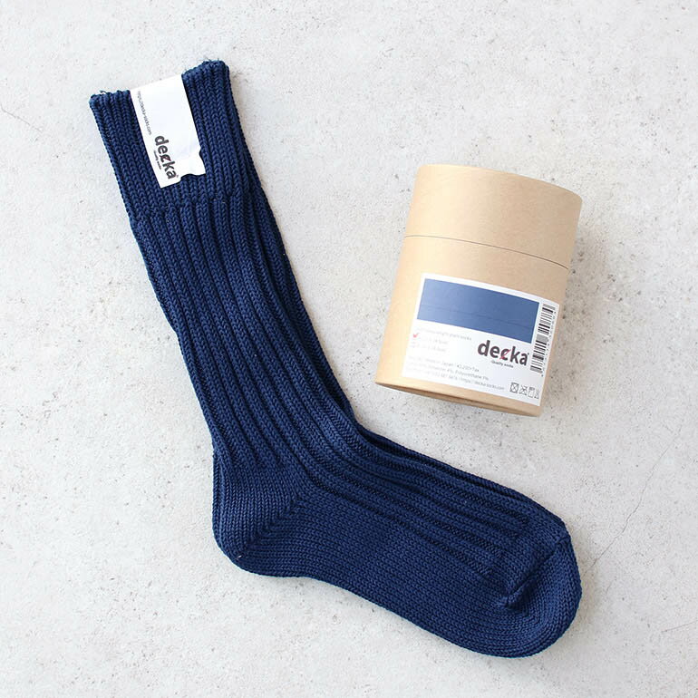 デカ 靴下 レディース 【ポイント最大46倍】decka quality socks[デカクォリティソックス]CASED HEAVY WEIGHT PLAIN SOCKS ネイビー[靴下 ソックス リブソックス ローゲージ プレーン ミドル丈 シンプル 無地 厚手 レディース メンズ 女性用 男性用 日本製]☆【母の日ギフト】