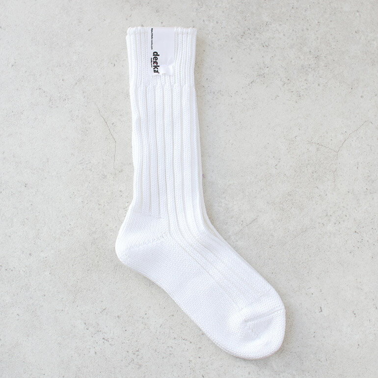 decka quality socks[デカクォリティソックス]CASED HEAVY WEIGHT PLAIN SOCKS ホワイト[靴下 ソックス リブソックス ローゲージ プレーン ミドル丈 シンプル 無地 厚手 レディース メンズ 女性用 男性用 日本製]☆【母の日ギフト】