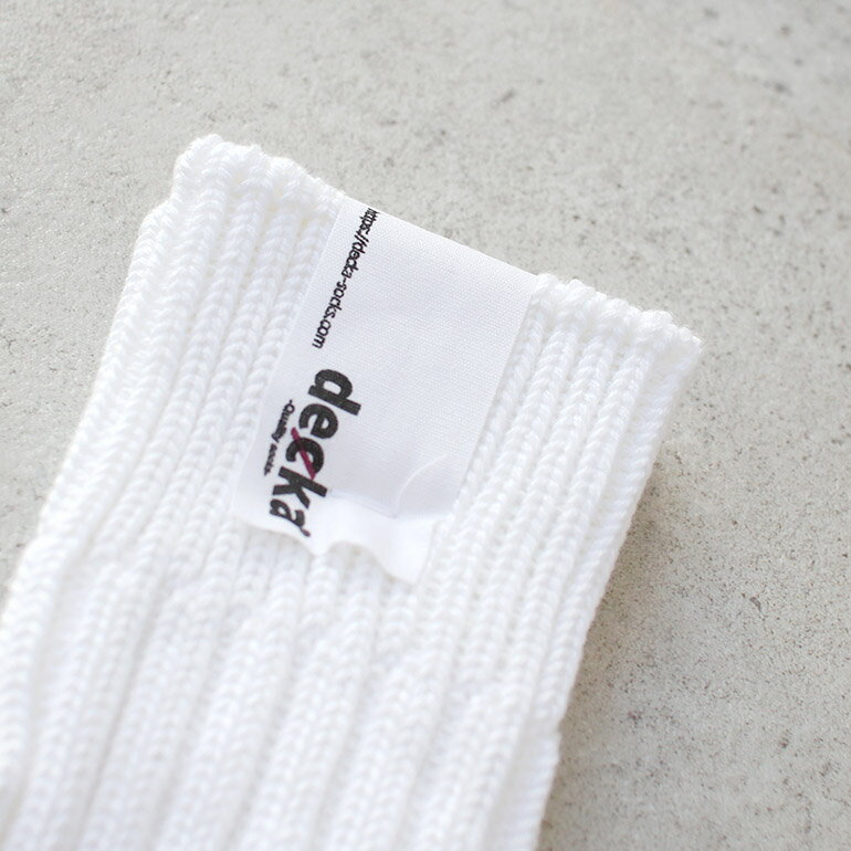 decka quality socks[デカクォリティソックス]CASED HEAVY WEIGHT PLAIN SOCKS ホワイト[靴下 ソックス リブソックス ローゲージ プレーン ミドル丈 シンプル 無地 厚手 レディース メンズ 女性用 男性用 日本製]☆【母の日ギフト】