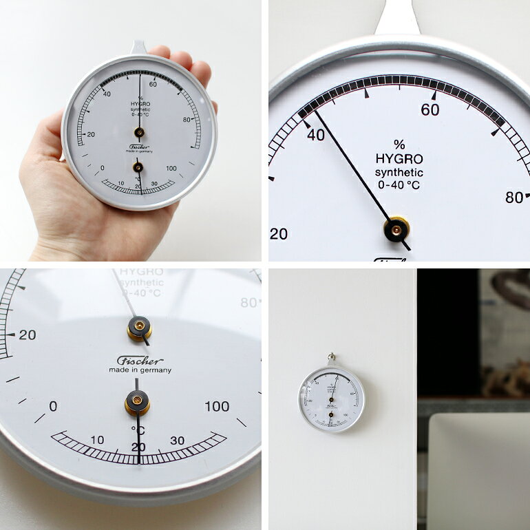 【100円クーポン配布中】Fischer[フィッシャー]123T Synthetic Hygrometer With Thermometer(温湿度計)[温度計 湿度計 アナログ サーモメーター ハイグロメーター 壁掛け ステンレス インテリア おしゃれ ドイツ製]☆ [3]