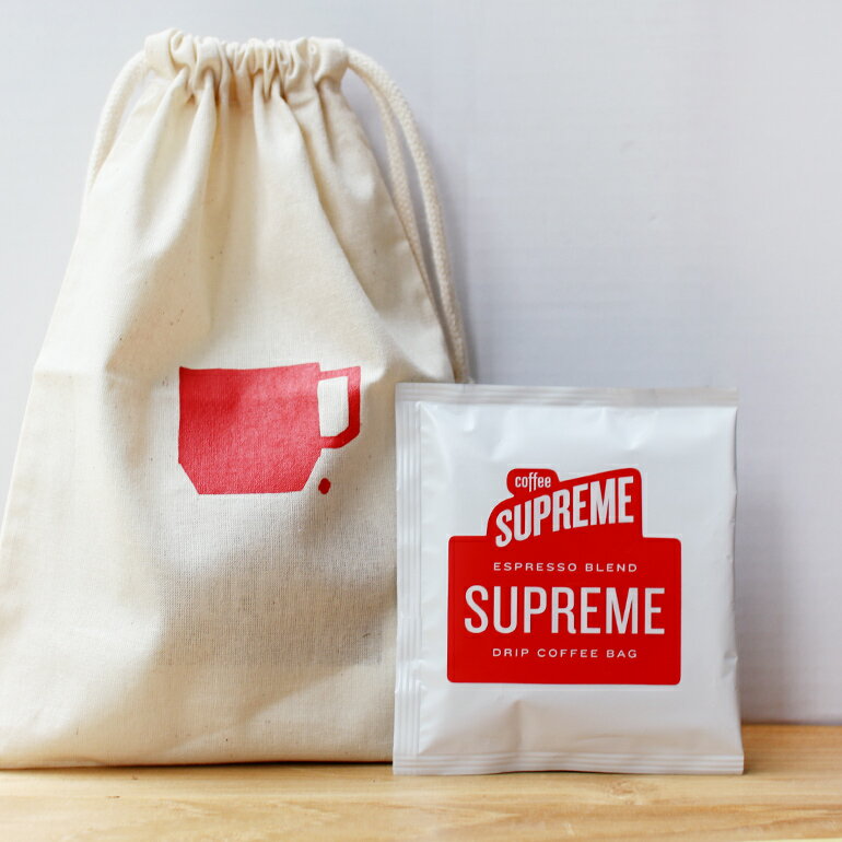 COFFEE SUPREME[コーヒースプリーム]SUPREME BLEND 5 DRIP BAGS+GIFT BAG (ドリップバッグ5個入りギフトバッグセット)[ドリップバッグ ドリップコーヒー ブレンド 中深煎り 巾着 珈琲 ニュージーランド発のコーヒーロースター]☆