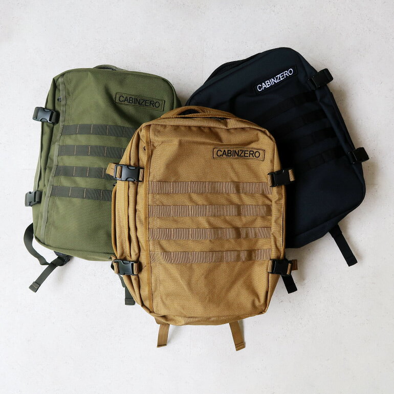 楽天CDC general storecabin zero[キャビンゼロ]MILITARY STYLE 28L【全3色】[リュックサック バックパック ミリタリー 機内持ち込み可 旅行 通勤 通学 大容量 A4 メッシュパッド 荷物追跡UIDコード 落とし物タグ OKOBAN ユニセックス]☆