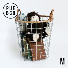 【マラソンP最大47倍】【ロングセラー】プエブコ｜ラタントップワイヤーバスケット M【PUEBCO RATTAN TOP WIRE BASKET M】[ 籐 持ち手付 整理 収納 インテリア]☆